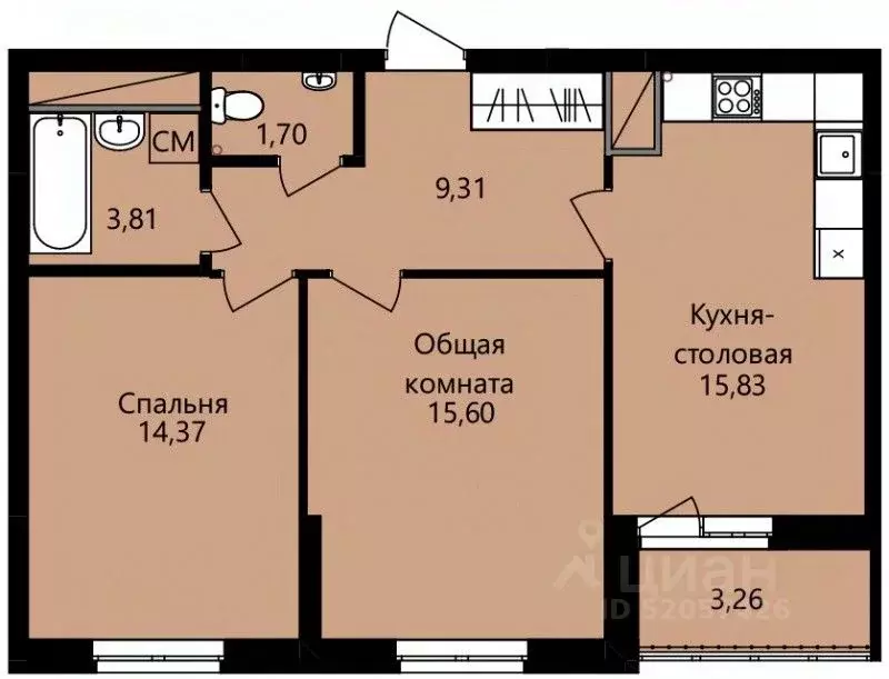 2-к кв. мордовия, саранск юбилейный жилрайон, 4-й мкр, (62.25 м) - Фото 0