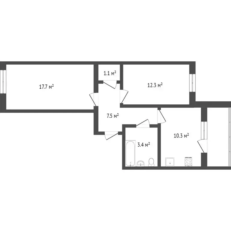 2-комнатная квартира: Абакан, улица Чертыгашева, 197Вк3 (55.2 м) - Фото 0