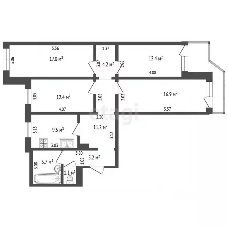 4-к кв. Алтайский край, Барнаул пер. Ядринцева, 130 (99.8 м) - Фото 1