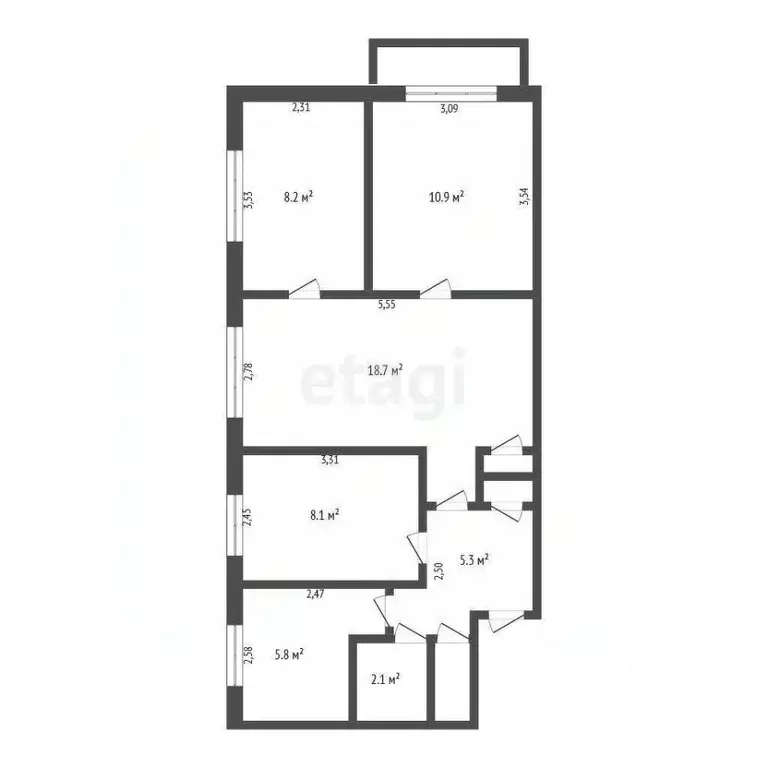 4-к кв. Кемеровская область, Кемерово ул. Муромцева, 10 (58.0 м) - Фото 1