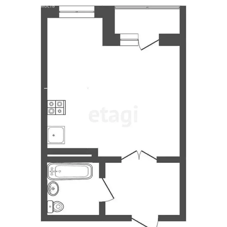 Квартира-студия: Абакан, улица Кирова, 214 (38 м) - Фото 0