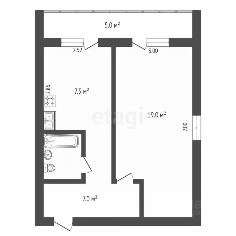 1-к кв. Воронежская область, Борисоглебск Матросовская ул., 118А (41.4 ... - Фото 2