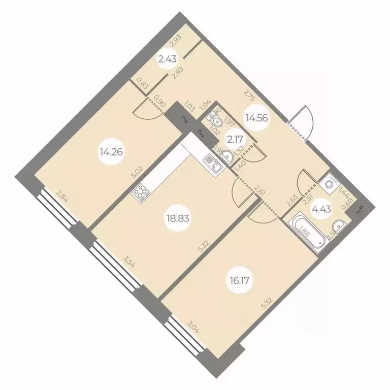 2-к кв. Санкт-Петербург ул. Маршала Захарова, 8 (72.85 м) - Фото 0