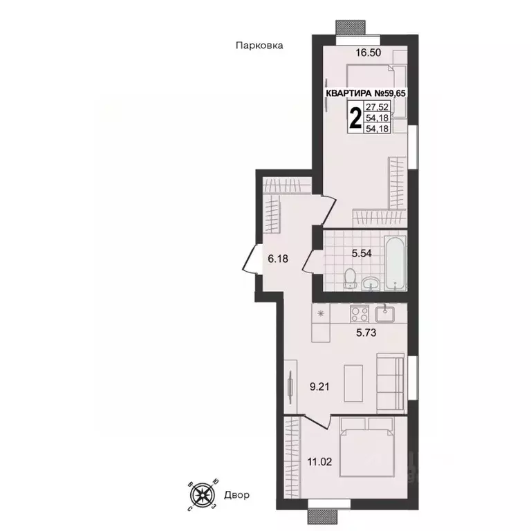 2-к кв. Владимирская область, Муром ул. 1-я Новослободская (54.18 м) - Фото 0