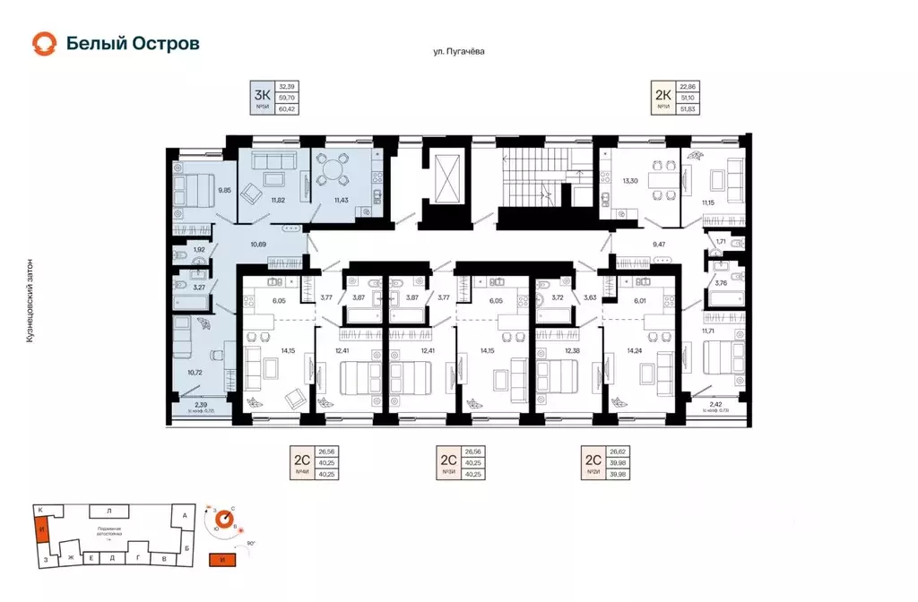 3-к кв. Башкортостан, Уфа Кузнецовский Затон мкр,  (60.42 м) - Фото 2