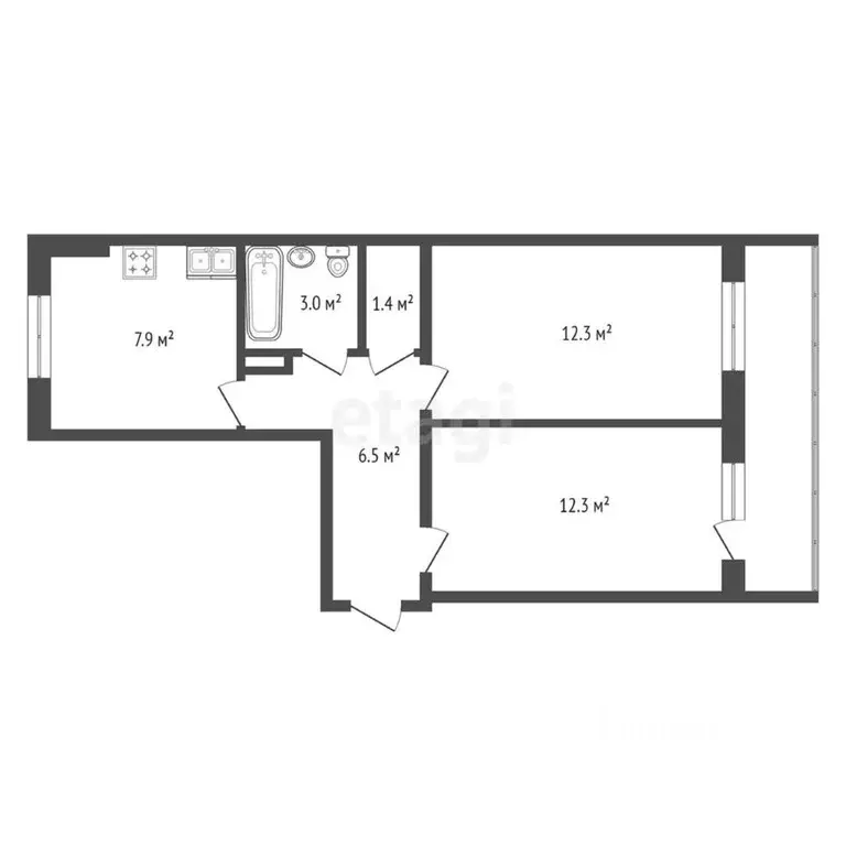 2-к кв. Крым, Красноперекопск 10-й мкр, 19 (46.9 м) - Фото 2