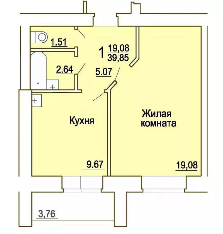 1-к кв. Челябинская область, Миасс просп. Макеева, 85 (38.4 м) - Фото 1