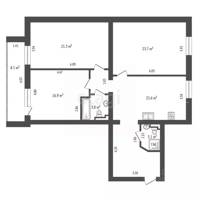 3-к кв. Тюменская область, Тюмень Кремлевская ул., 102 (105.7 м) - Фото 1