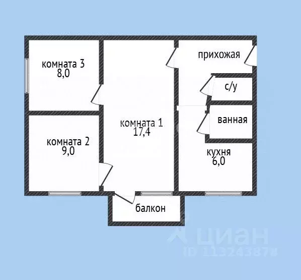 3-к кв. Дагестан, Махачкала ул. Ирчи Казака, 116А (47.9 м) - Фото 1