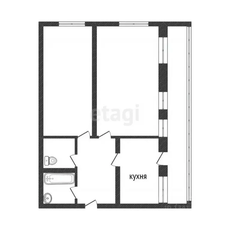 2-к кв. Белгородская область, Белгород ул. Костюкова, 32 (48.6 м) - Фото 1