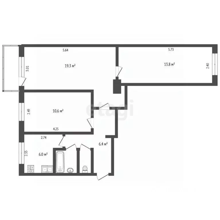 3-к кв. Вологодская область, Вологда ул. Дзержинского, 31 (59.6 м) - Фото 2