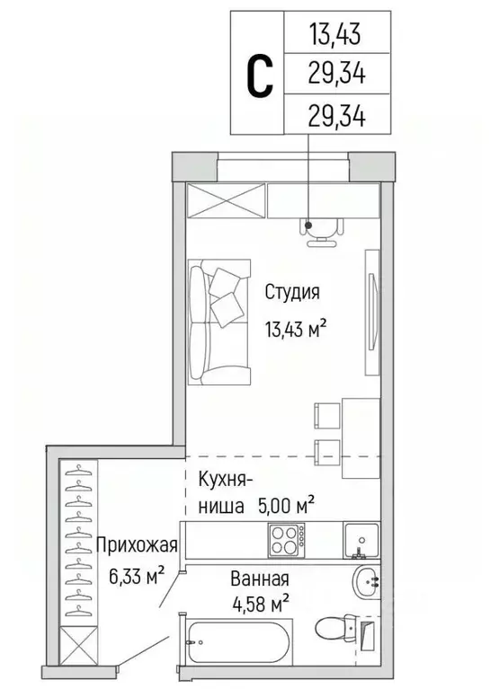 1-к кв. Московская область, Красногорск городской округ, д. Бузланово  ... - Фото 0