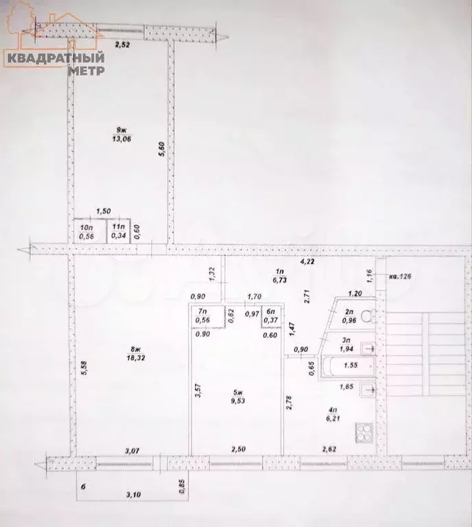 3-к. квартира, 58,6 м, 5/5 эт. - Фото 0
