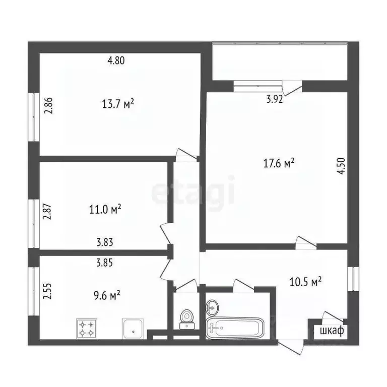 3-к кв. Омская область, Омск Машиностроительная ул., 7 (66.7 м) - Фото 1