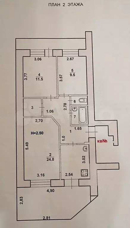 3-к. квартира, 61,1 м, 2/9 эт. - Фото 0