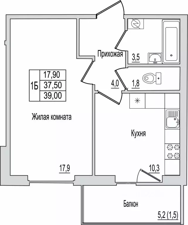 1-к кв. Псковская область, Псков ул. Юности, 10к2 (39.0 м) - Фото 1