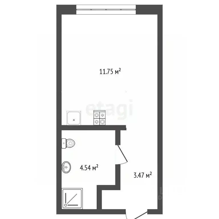 Студия Тюменская область, Тюмень ул. Тимофея Чаркова, 87 (19.8 м) - Фото 1