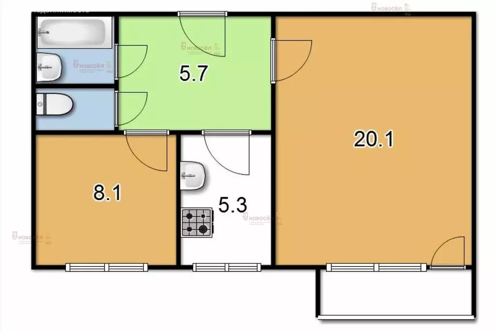2-комнатная квартира: Екатеринбург, улица Бебеля, 148 (43 м) - Фото 1