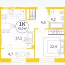 1-комнатная квартира: Екатеринбург, жилой район Уралмаш, жилой ... - Фото 1