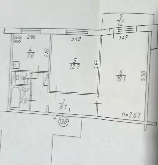 2-к кв. Омская область, Омск ул. Дмитриева, 1/7 (52.0 м) - Фото 1