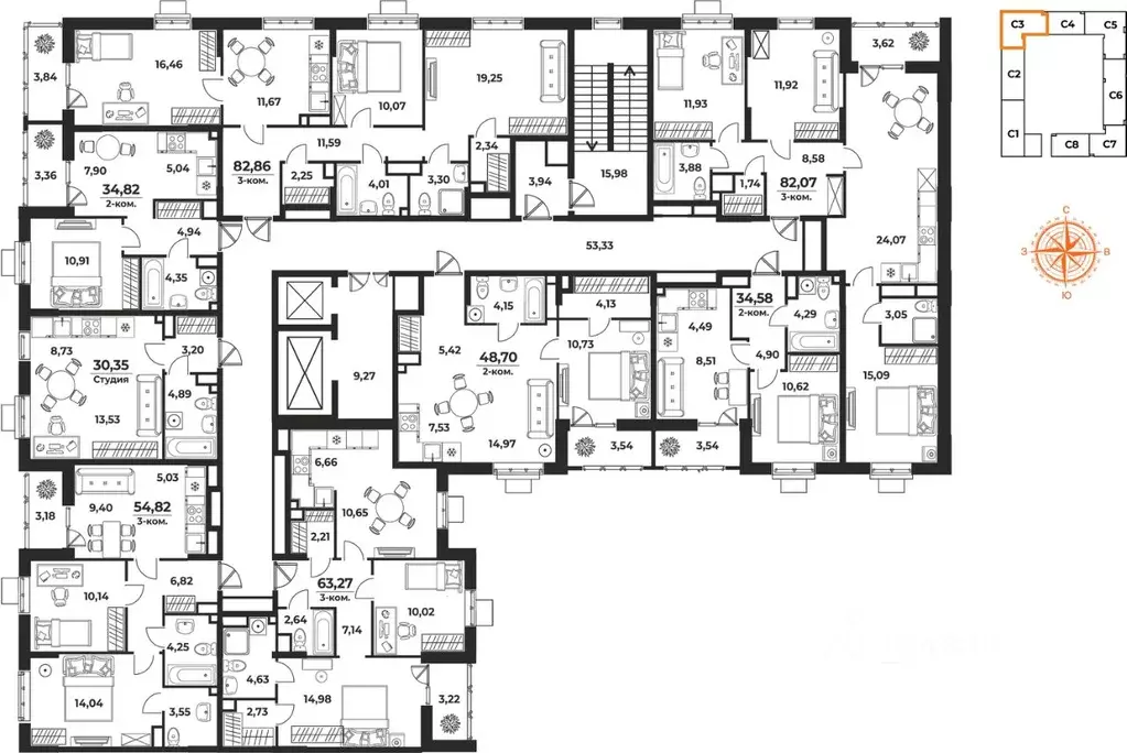 1-к кв. Хабаровский край, Хабаровск Брянский пер. (30.35 м) - Фото 2