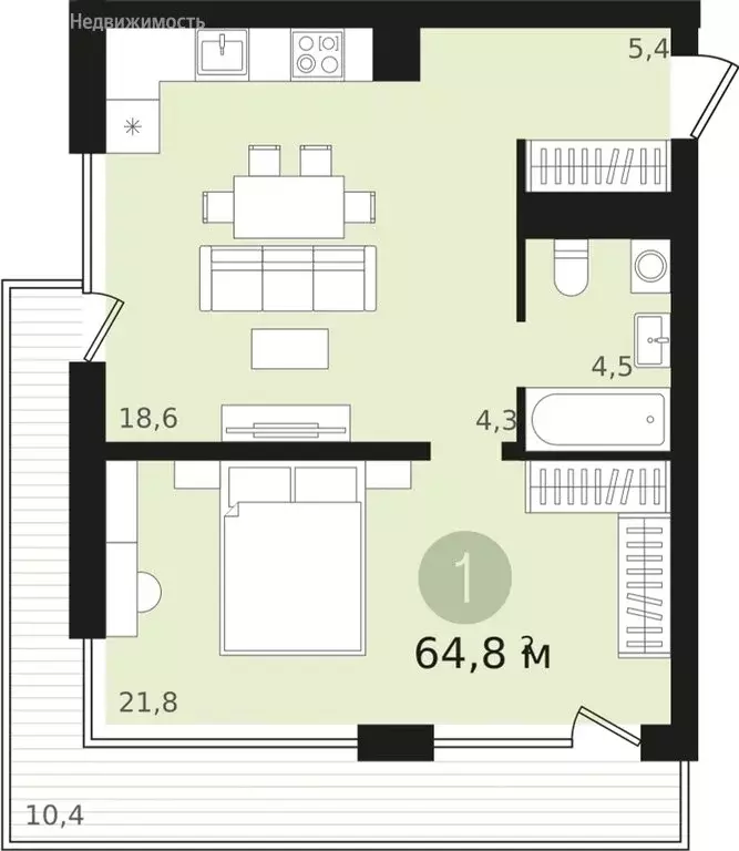 1-комнатная квартира: Новосибирск, улица Аэропорт, 23 (64.82 м) - Фото 0