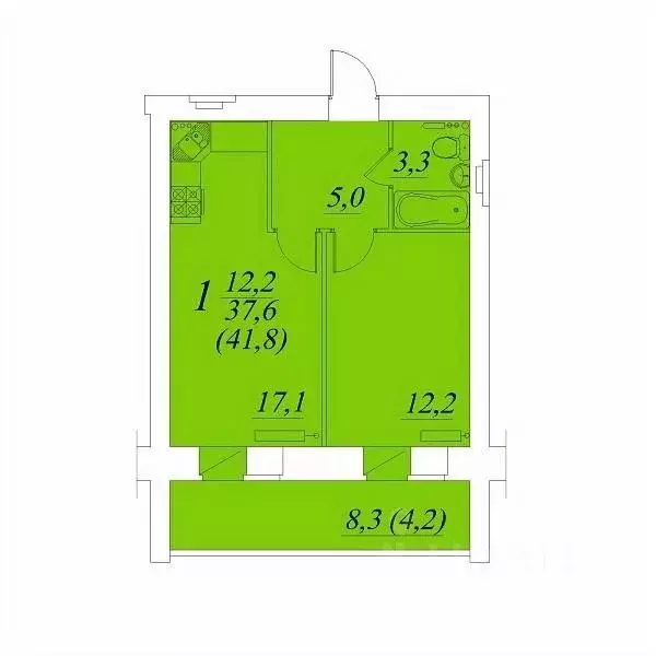 1-к кв. Вологодская область, Вологда Южный мкр,  (41.8 м) - Фото 1