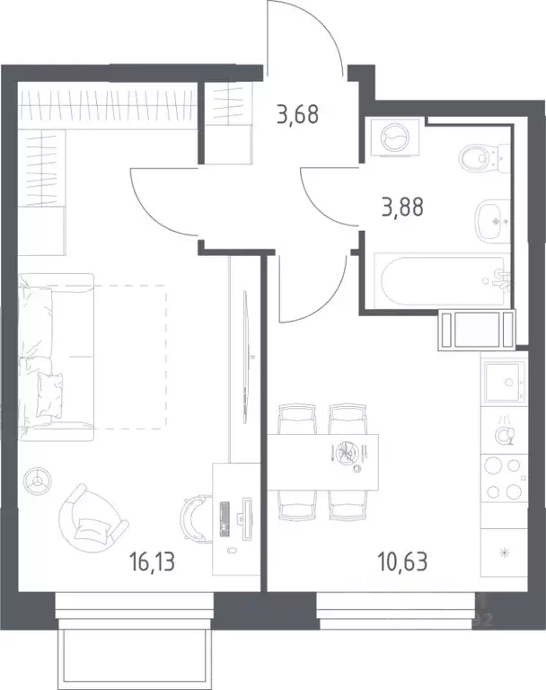 1-к кв. Московская область, Люберцы городской округ, Мирный пгт ... - Фото 1