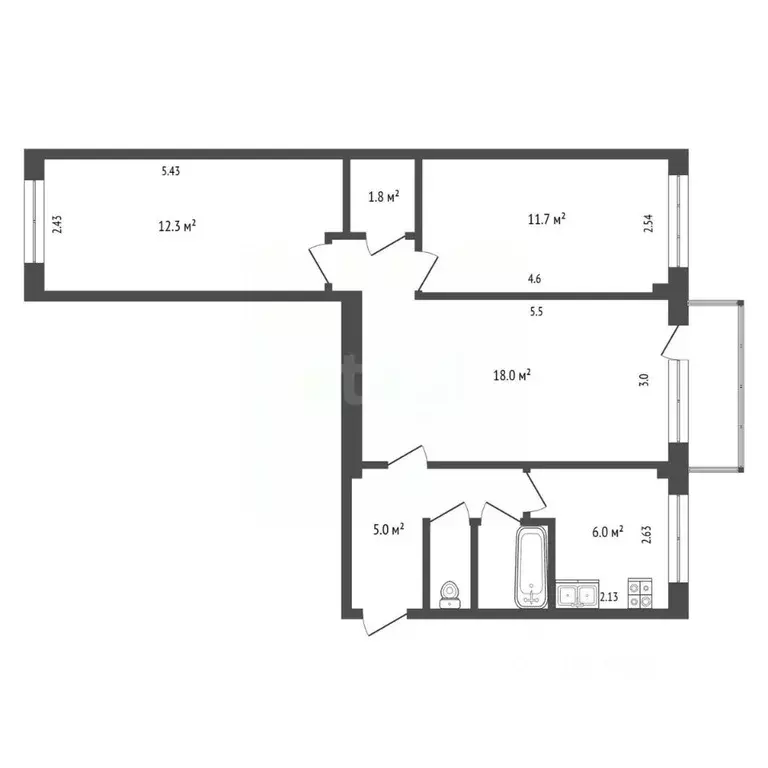 3-к кв. Архангельская область, Архангельск просп. Дзержинского, 9к1 ... - Фото 2