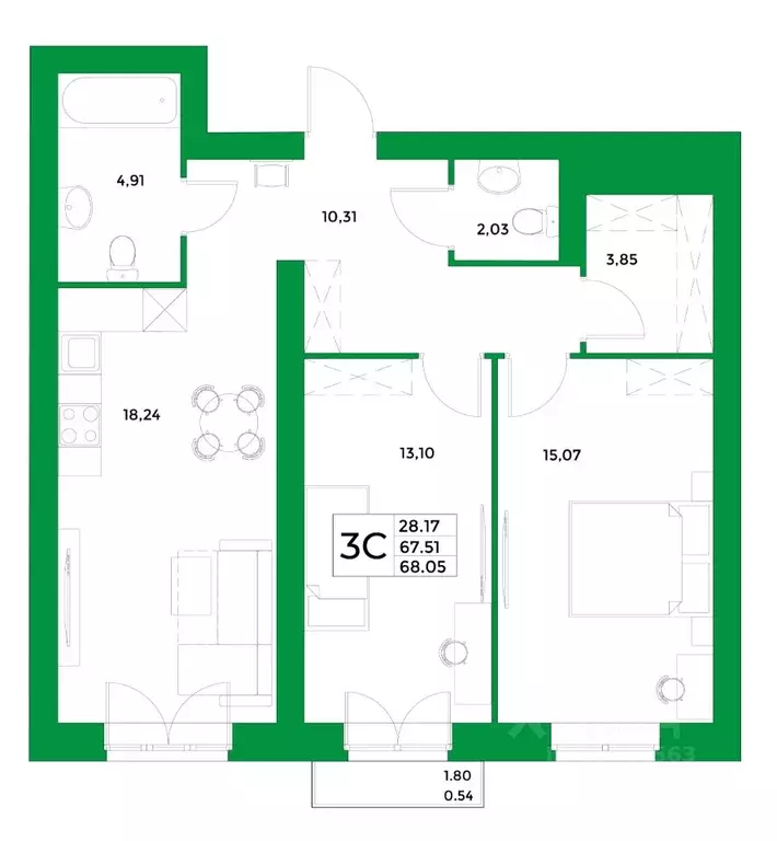 2-к кв. Башкортостан, Уфимский район, Зубовский сельсовет, с. Зубово ... - Фото 1