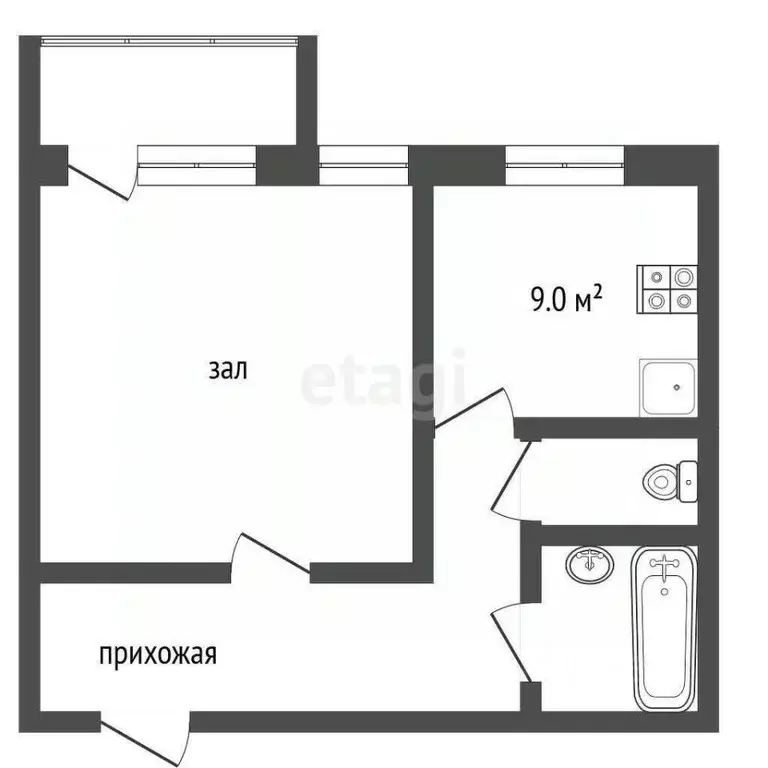 1-к кв. Белгородская область, Белгород Октябрьская ул., 46а (43.0 м) - Фото 1