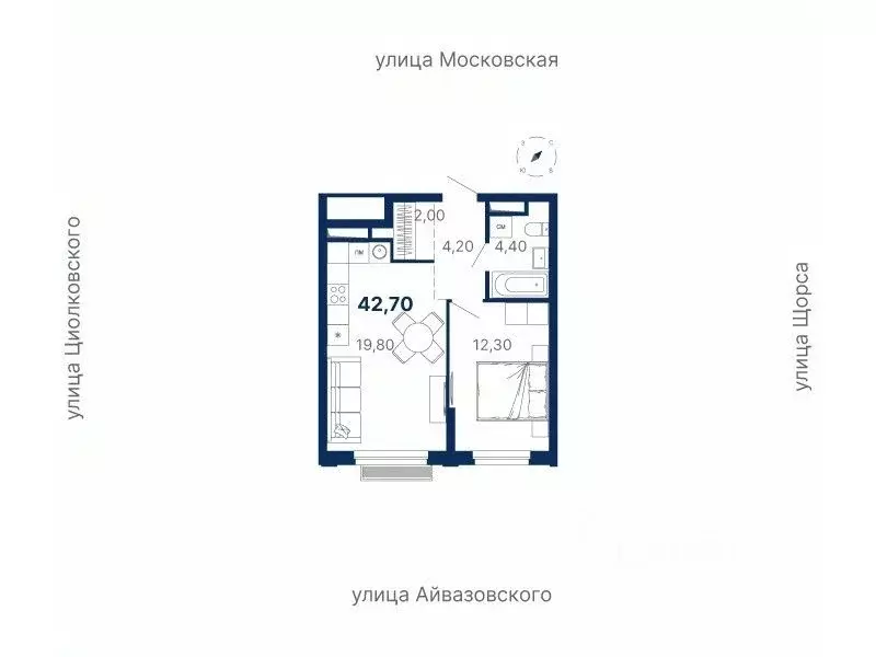1-к кв. Свердловская область, Екатеринбург ул. Московская, 251 (42.4 ... - Фото 0