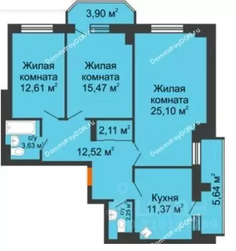 3-к кв. Ростовская область, Ростов-на-Дону Тибетская ул., 1Бс1 (95.0 ... - Фото 0