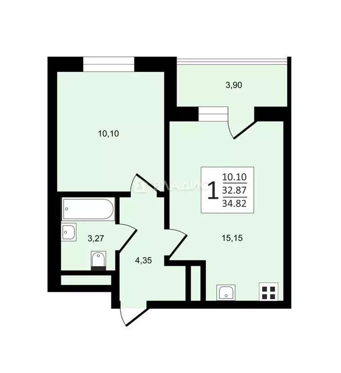 1-комнатная квартира: Санкт-Петербург, улица Струве, 14к1 (32.3 м) - Фото 0