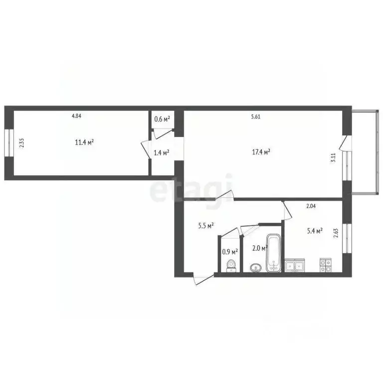 2-к кв. Севастополь просп. Генерала Острякова, 97 (44.6 м) - Фото 0
