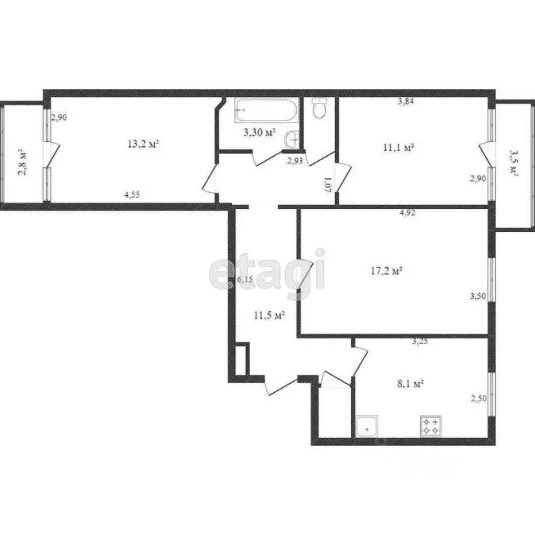 3-к кв. Хабаровский край, Комсомольск-на-Амуре ул. Лазо, 79 (62.0 м) - Фото 2