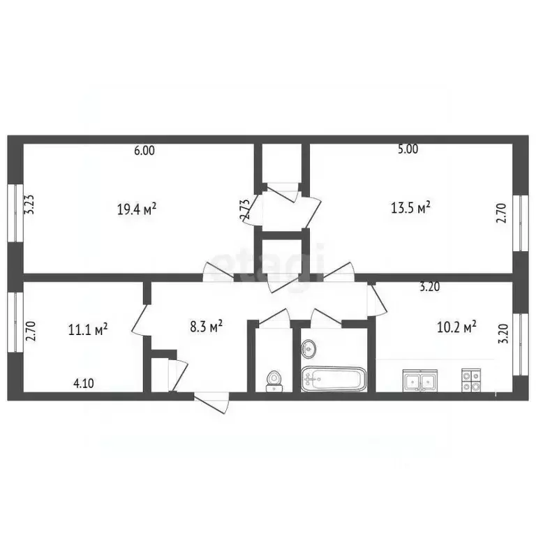 3-к кв. Ямало-Ненецкий АО, Новый Уренгой Молодежная ул., 17Г (69.8 м) - Фото 1