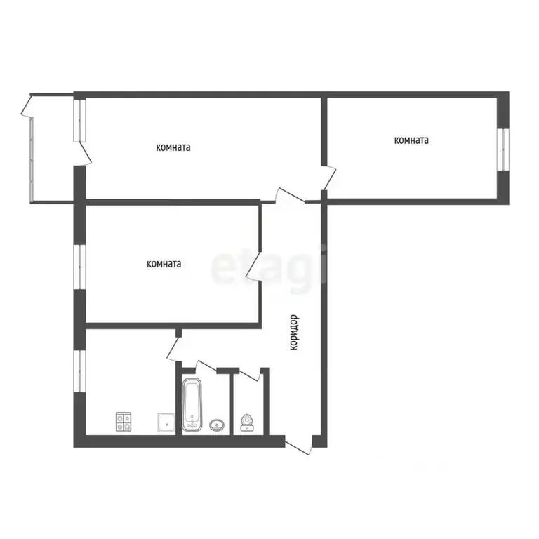 3-к кв. Костромская область, Кострома пос. Учхоза Костромской, 20 ... - Фото 2