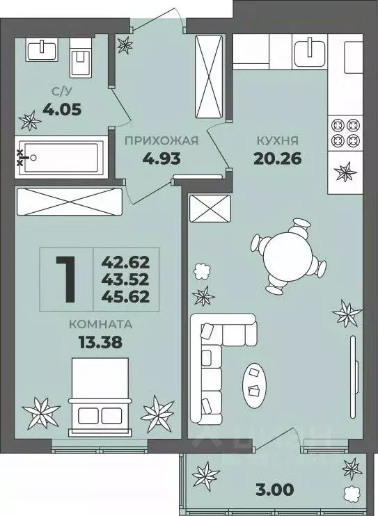1-к кв. Калининградская область, Калининград ул. Генерала Толстикова, ... - Фото 1