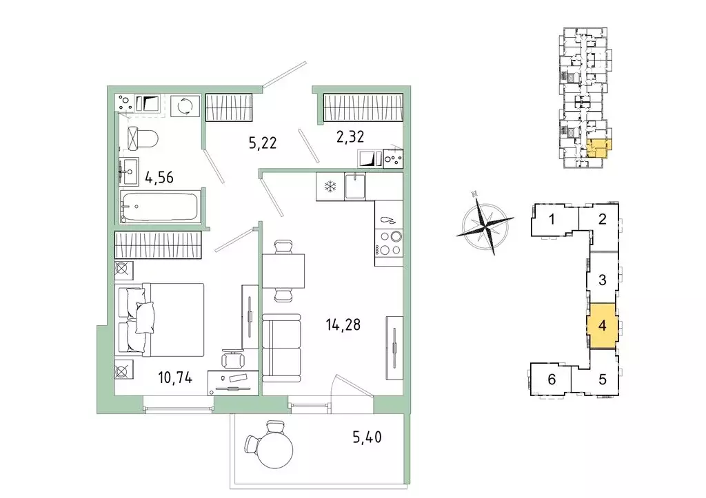 1-комнатная квартира: Гатчина, микрорайон Въезд (38.74 м) - Фото 1