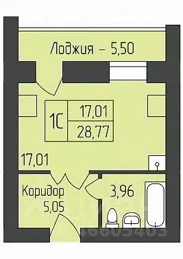 Студия Новосибирская область, Новосибирск ул. Юности, 9 (28.77 м) - Фото 0