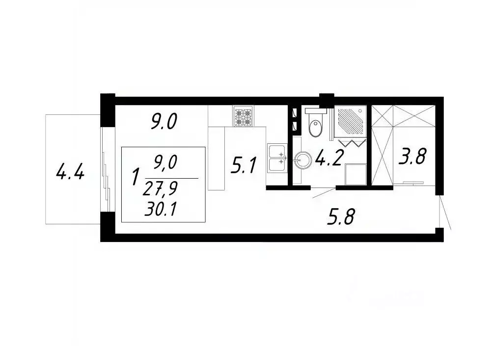 1-к кв. Ставропольский край, Ессентуки Озеро жилой комплекс (30.1 м) - Фото 0