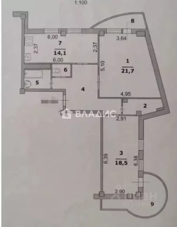 2-к кв. Белгородская область, Белгород ул. Есенина, 8 (75.4 м) - Фото 2