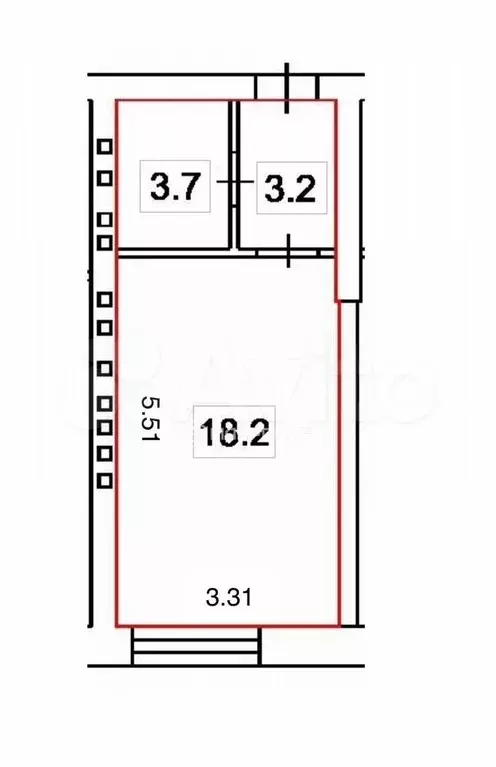 Квартира-студия, 25,1 м, 3/6 эт. - Фото 0