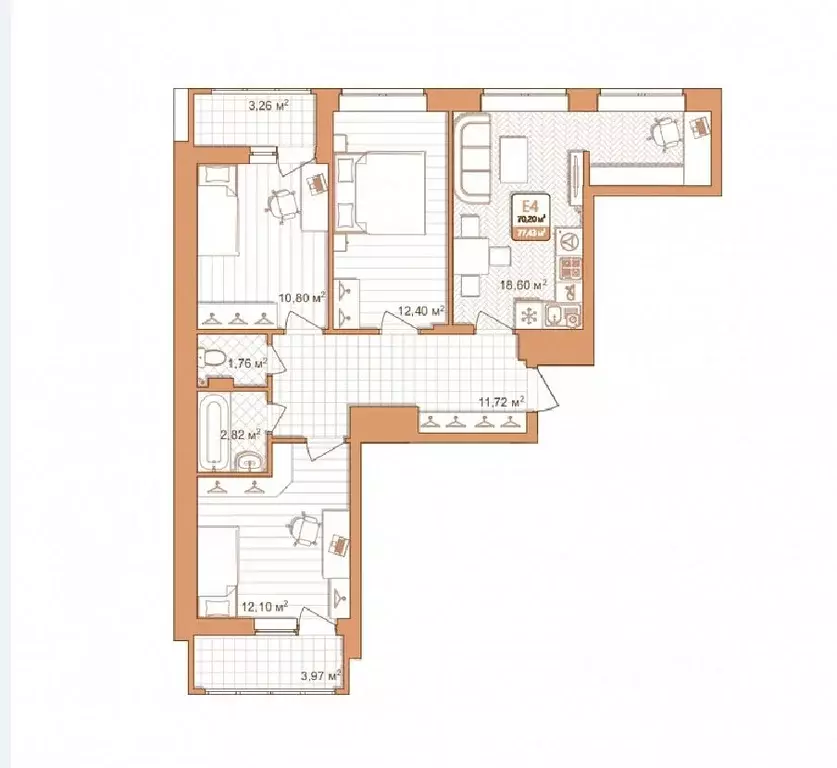 3-к кв. Тульская область, Тула проезд 2-й Клинской, 8 (70.4 м) - Фото 0