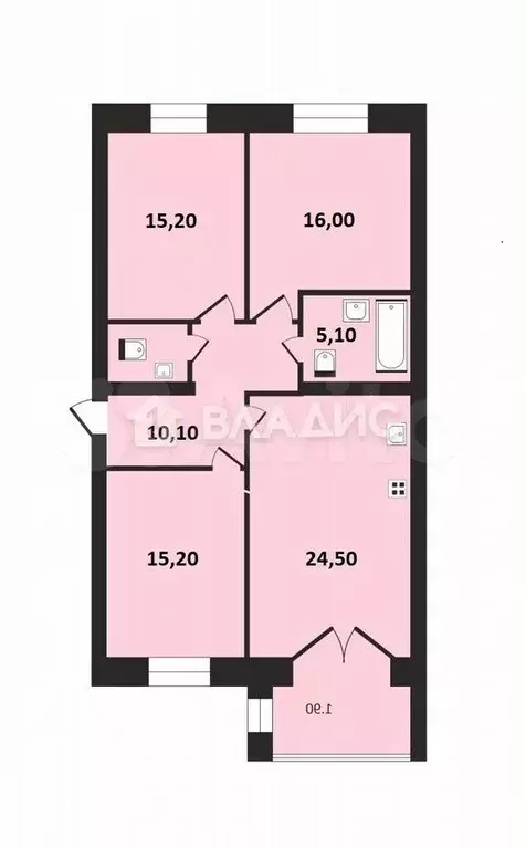 3-к. квартира, 90,6 м, 3/4 эт. - Фото 0
