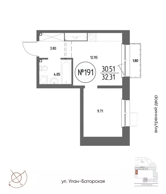 1-к кв. Иркутская область, Иркутск Макс жилой комплекс (32.31 м) - Фото 0