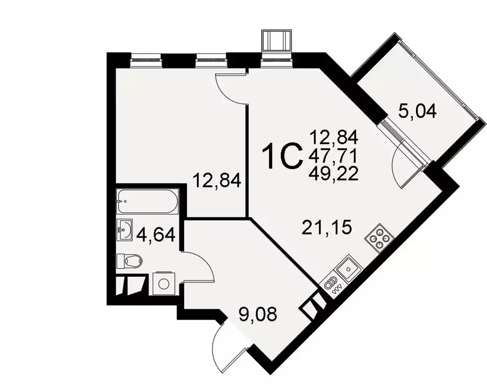 1-к кв. Тульская область, Тула Хлебная пл. (47.71 м) - Фото 0