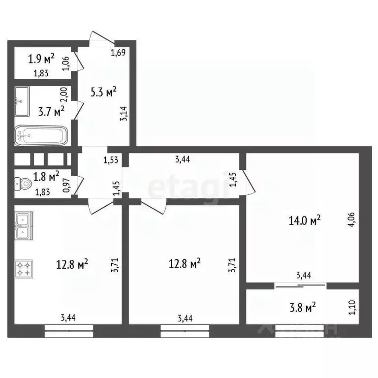 2-к кв. Владимирская область, Ковров ул. Строителей, 41/1 (59.5 м) - Фото 1