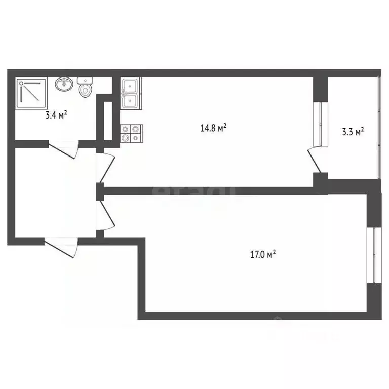 1-к кв. Ростовская область, Ростов-на-Дону ул. Берберовская, 24 (30.0 ... - Фото 2